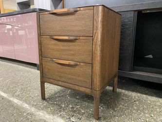 RESTORATION HARDWARE Padua Closed Nightstand in Brown Oak/Brass