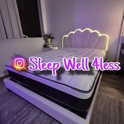 NEW QUEEN BED FRAME AND MATTRESS