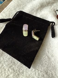 Lavender & Green Jade, Sterling Silver Pierced Earrings