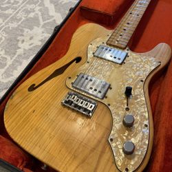 Vintage 1972 / 1973 Fender Telecaster Thinline Natural Ash Electric Guitar 100% Original & OHSC WOW!