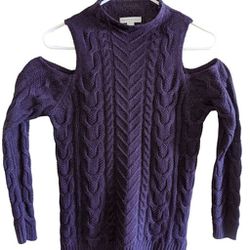 New York & Company Purple Cold Shoulder Mock Neck Tunic Women's Size XS