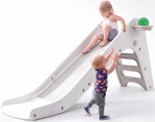 Kids Indoor/Outdoor Plastic Slide Playset - 63" Extra Long Slope