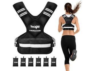 Yes4All Adjustable Weighted Vest 11-20lbs with Reflective Strip