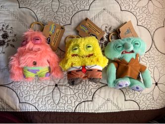 Fuggler x Spongebob Squarepants/Patrick/SquidWard Keychain Plush Ring Set Of 3