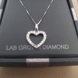 Diamond Heart Pendant with 10k White Gold Chain
