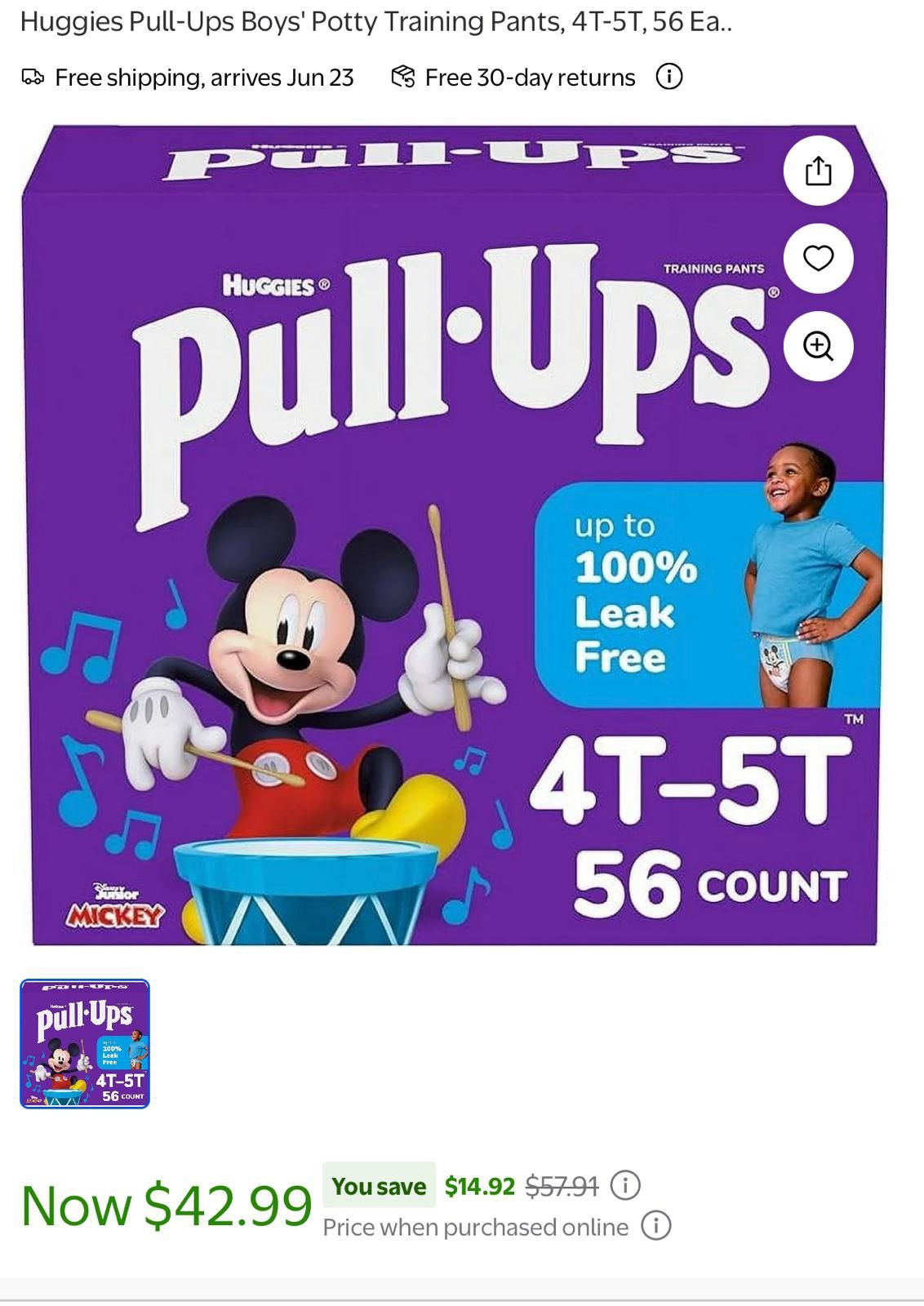 Pull-Ups Boyz Training pants 4T-5T - 56 Count