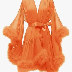 New Orange Sheer Robe 