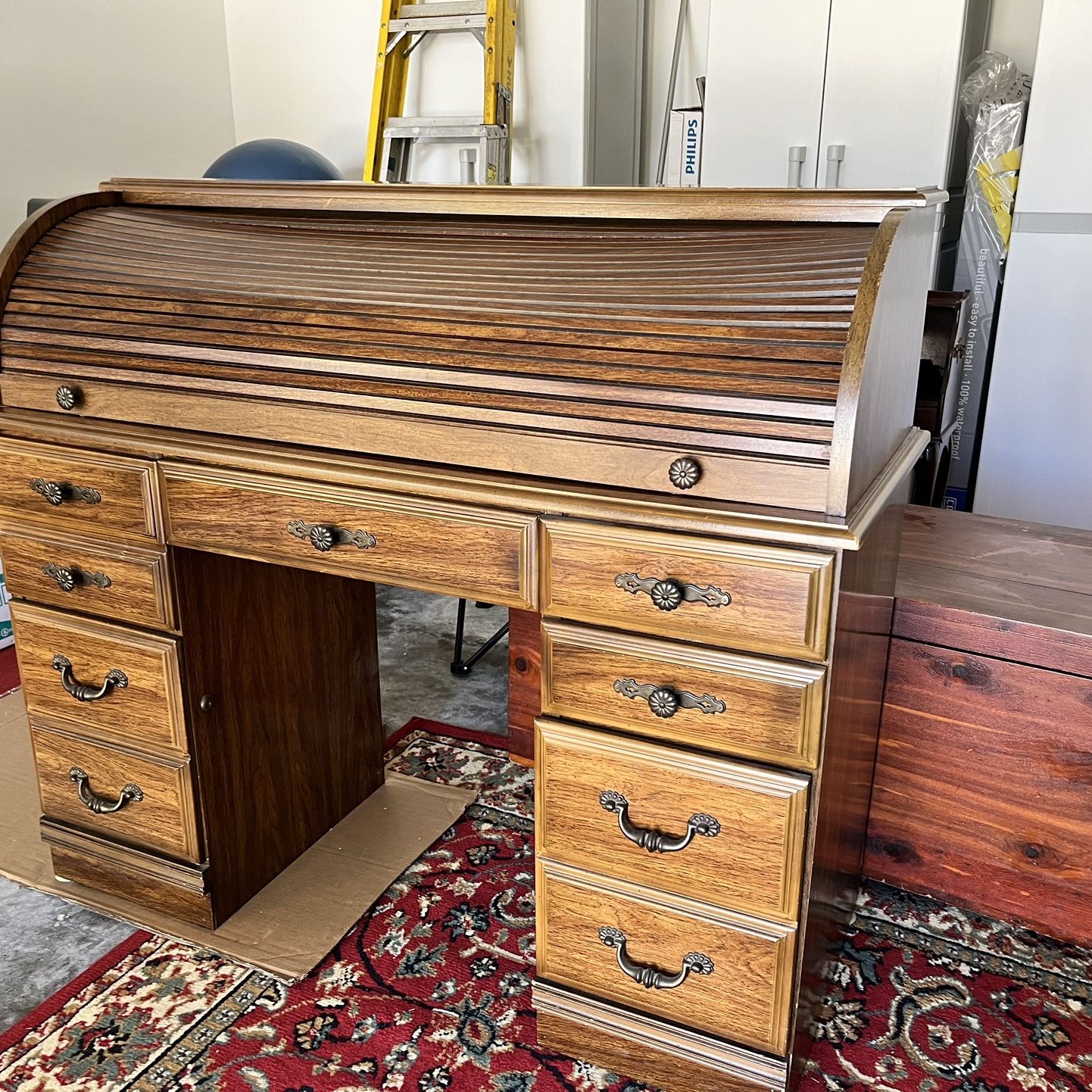 Roll Top Antique Wood Desk - MUST SELL 