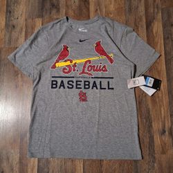 New Nike St Louis Cardinals Shirt Athletic Cut Gray Short Sleeve MLB Baseball