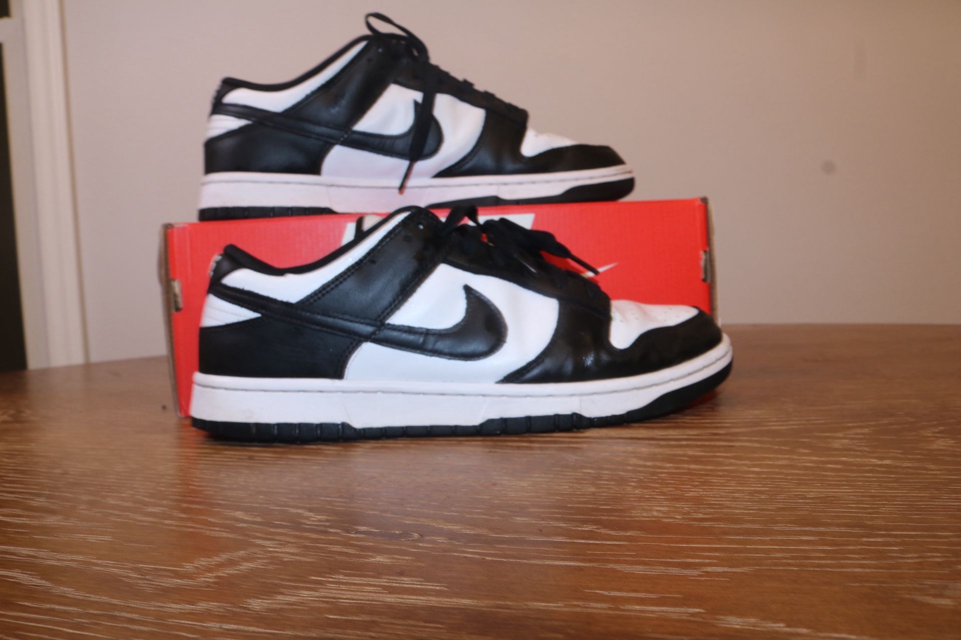 Pre-owned Nike Dunk Low White Black Size 10 with box