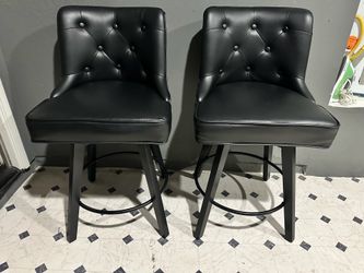 Set of 2 Leather Bar Stools