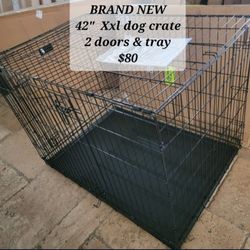 Brand New 42" Xxl Dog Crate  Up To 90 Lbs 2 Doors With Tray $80  Folding Dog Cage Animal Kennel Jaula De Mascota NEW 