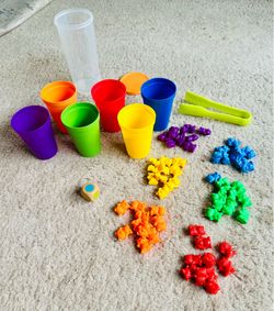 Rainbow Counting Bears Sorting Toy Set with Cups & Tongs