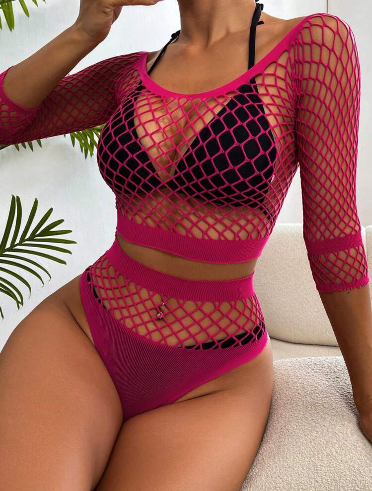 Hollow Out Bikini Cover Up Set 2 Piece