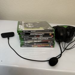 XBOX ONE GAMES AND TURTLE BEACH HEADSET