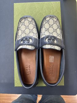 Authentic Gucci GG Blue Loafer shoes
