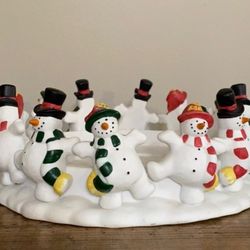 Partylite Dancing Snowmen Candle Holder