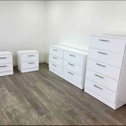 DRESSER, CHEST AND TWO NIGHSTANDS
