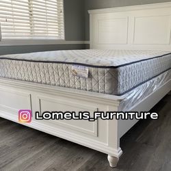 Ck White Alina Bed With Ortho Mattress Included!!