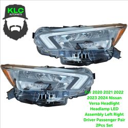 For 2020 2021 2022 2023 2024 Nissan Versa Headlight Headlamp LED Assembly Left Right Driver Passenger Pair 2Pcs Set