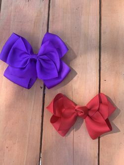 Kid Bows - Red & Purple