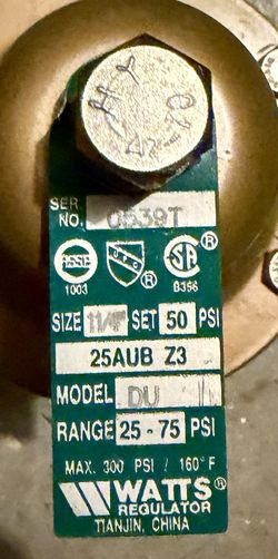 ***USED*** 1-1/4” Watts PRV Unit