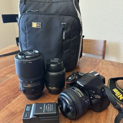 Nikon D5200 DSLR camera + kit lens  + accessories