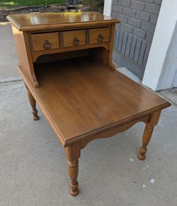 Vintage Solid Wood 2-Tier End / Side Table