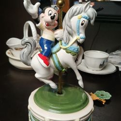 Vintage Schmid Disney Mickey Mouse Carousel Horse Music Box Club March - 9" Tall