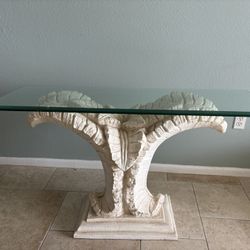 Sculptural Palm Leaf Pedestal Base Palm Tree Entry /Console Table