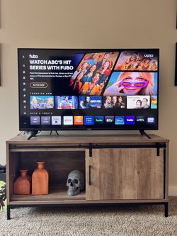 Tv stand brown with barn sliding door
