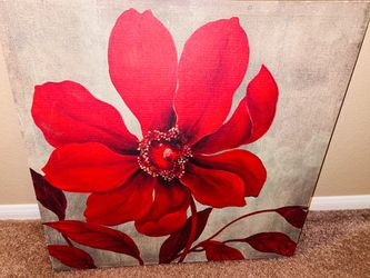 Large Red Flower Canvas Wall Art