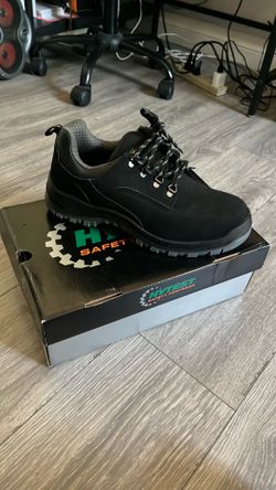 Black steel toe work boots