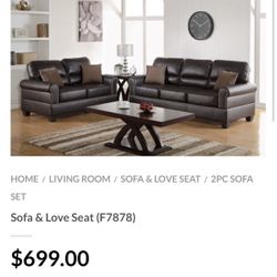 Brown Sofa And Love Seat Set 