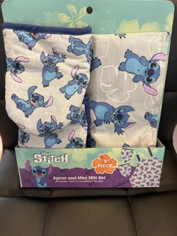 New Disney Stitch Apron & Mini Oven Mitts Set 