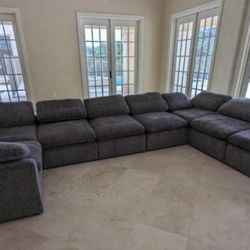 New 6 Piece Modular Cloud Sectional.  Grey.  Free Delivery!