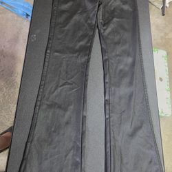 Black Leather Girls Flare Leg Pants Size XS