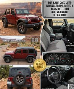 2007 jeep wrangler unlimited X 4x4 Sport v6 clean Title 159k miles one owner