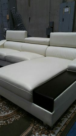 Contemporary full bonded leather sectional