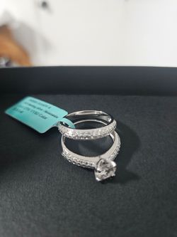Sterling Silver Moissanite Bridal Ring Set