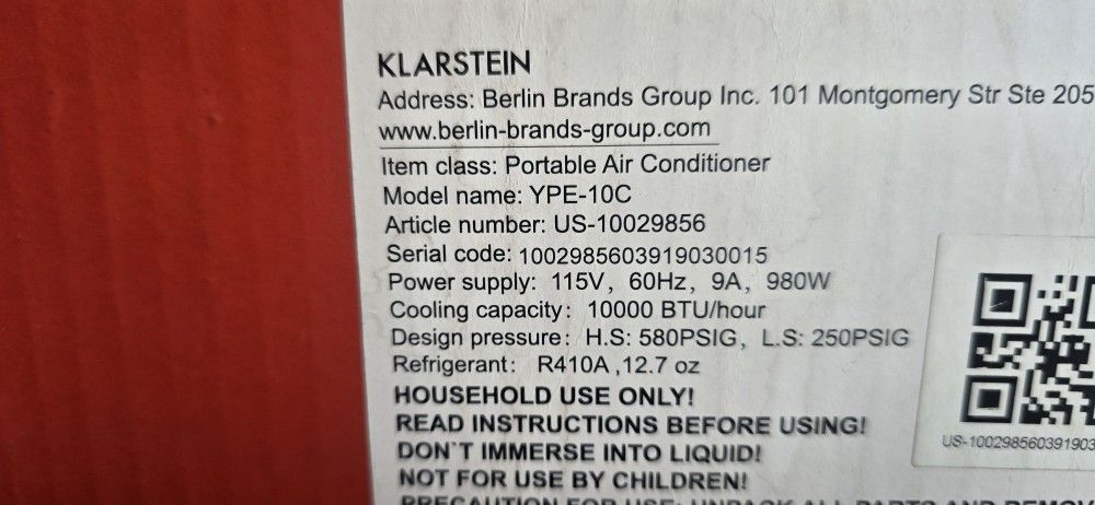 Portable AC 10,000 BTU (Air Conditioner)