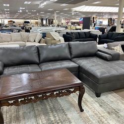 NEW🌲$10 Down Payment Finance 🤡Nokomis Charcoal 2 Piece Sectional with Chaise 