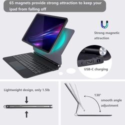 InUnion Magic Keyboard for iPad Pro 11&Air 11 Inch (M2,2024/M3,2025) and 10.9" iPad Air 5th&4th Generation, Magnetic Keyboard Case with Multi-Touch Tr