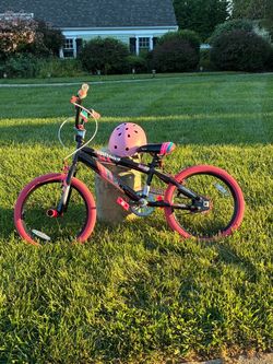 Kids BMX-Style Bike Black with Pink Tires