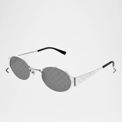 Gucci Monogram Sunglasses Round Silver Metal