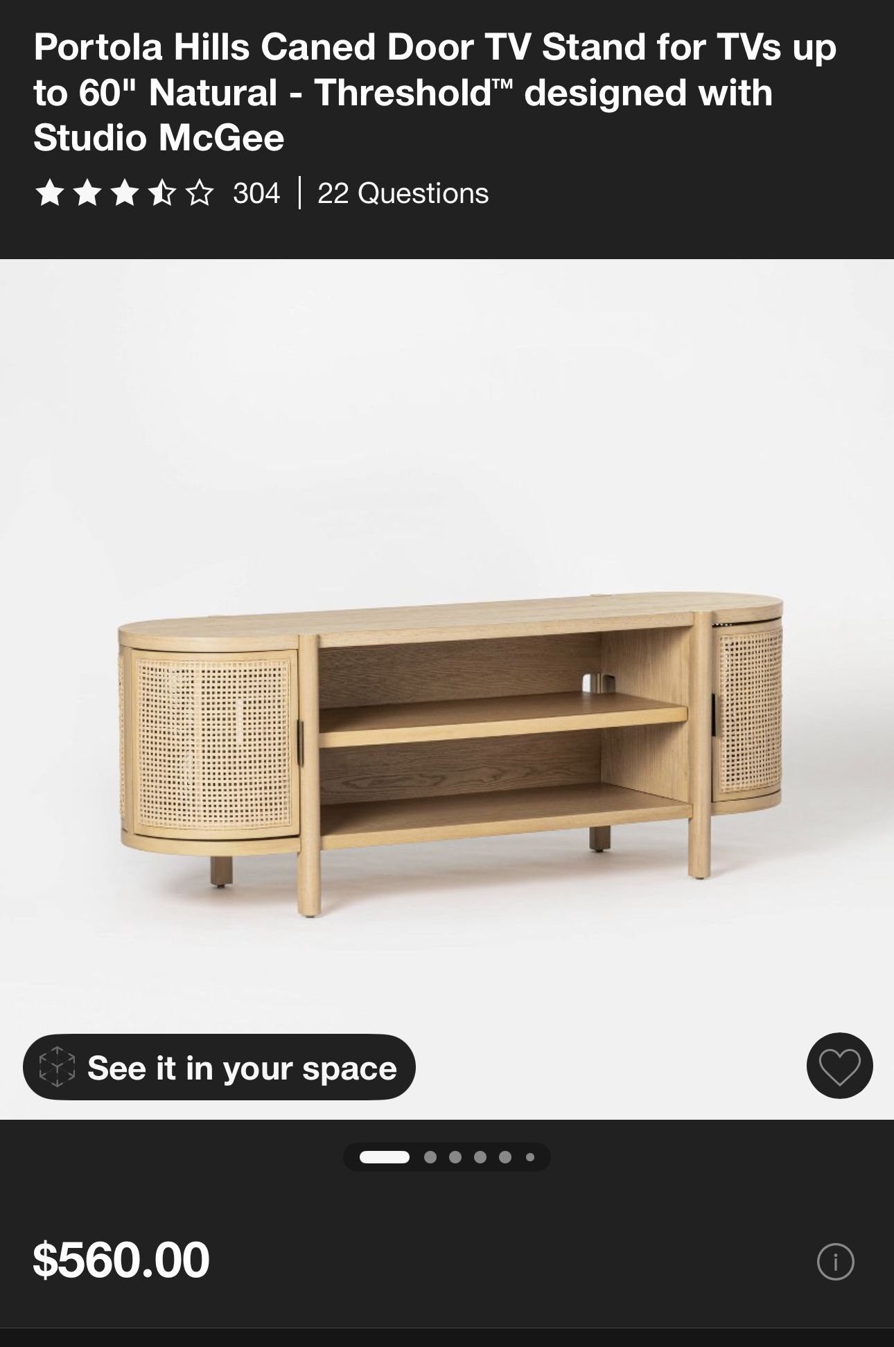 Threshold Portola Hills Caned Door TV Stand