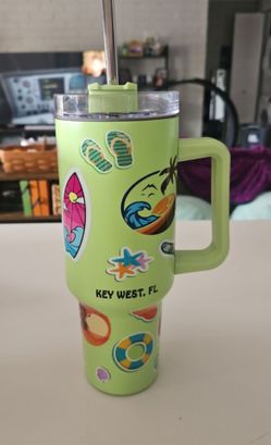Key West FL Tumbler with Handle and Straw