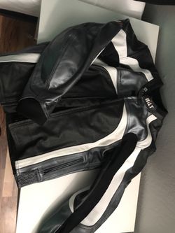 Black and white BILT motorcycle jacket