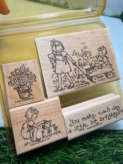 Friendship grows Stampin' Up! Wood Rubber Stamp Set of 4- 2001