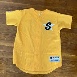 Vintage Majestic Baseball Jersey Size Youth L Large Yellow